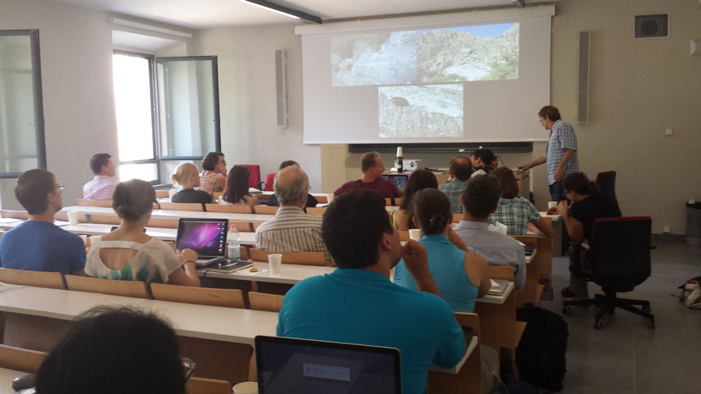 Figure 2. ExTerra 2013 workshop participants learn about US examples of exhumed arc crust sections from Mihai Ducea.