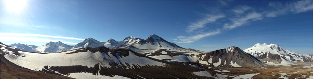 Panoramic view from the North of the Katmai Volcanic Cluster. Photo credit T. Lopez