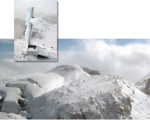 Figure 4. Summit of Mount Mageik as seen flying in on 4 September 2013. Figure 5. (left) The Mount Mageik MultiGas station as found on 4 September 2013. Photos credit T. Lopez