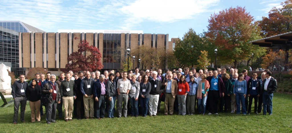 Figure 1.  Workshop attendees gather outside the STEPS facility at Lehigh University during the EarthScope-GeoPRISMS Science Workshop for Eastern North America.